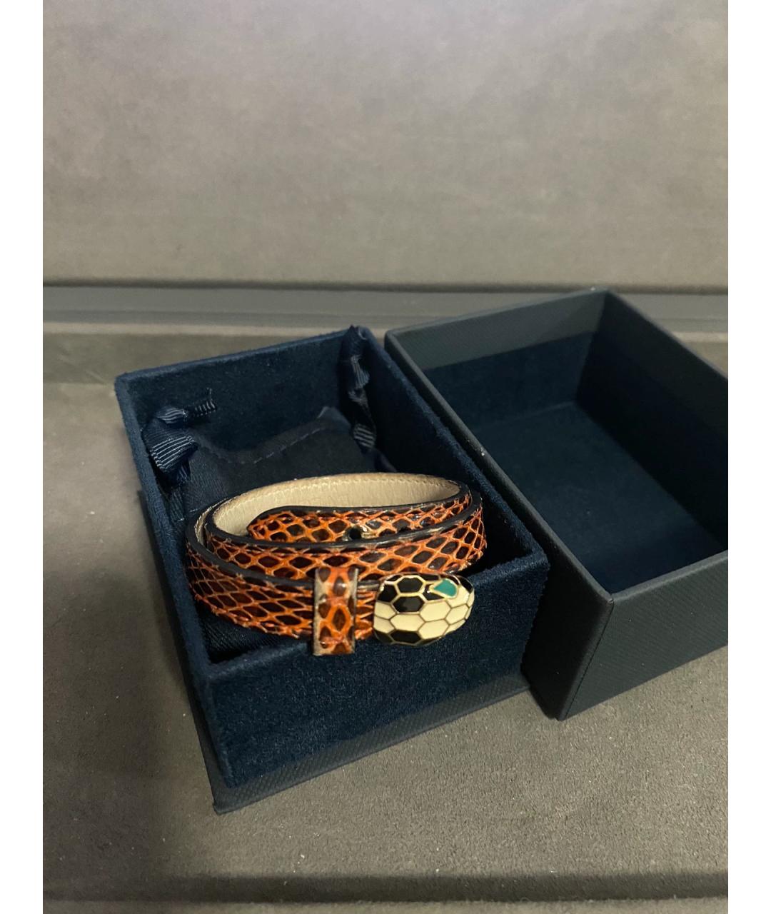 BVLGARI Оранжевый кожаный браслет, фото 3