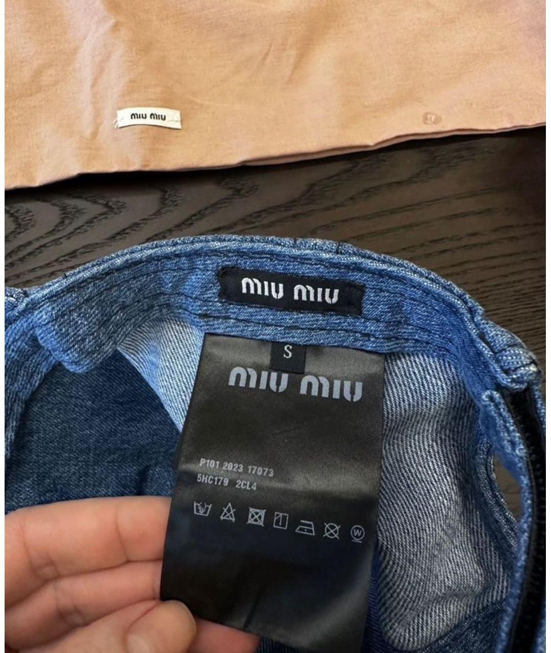 MIU MIU Голубая хлопковая кепка, фото 3
