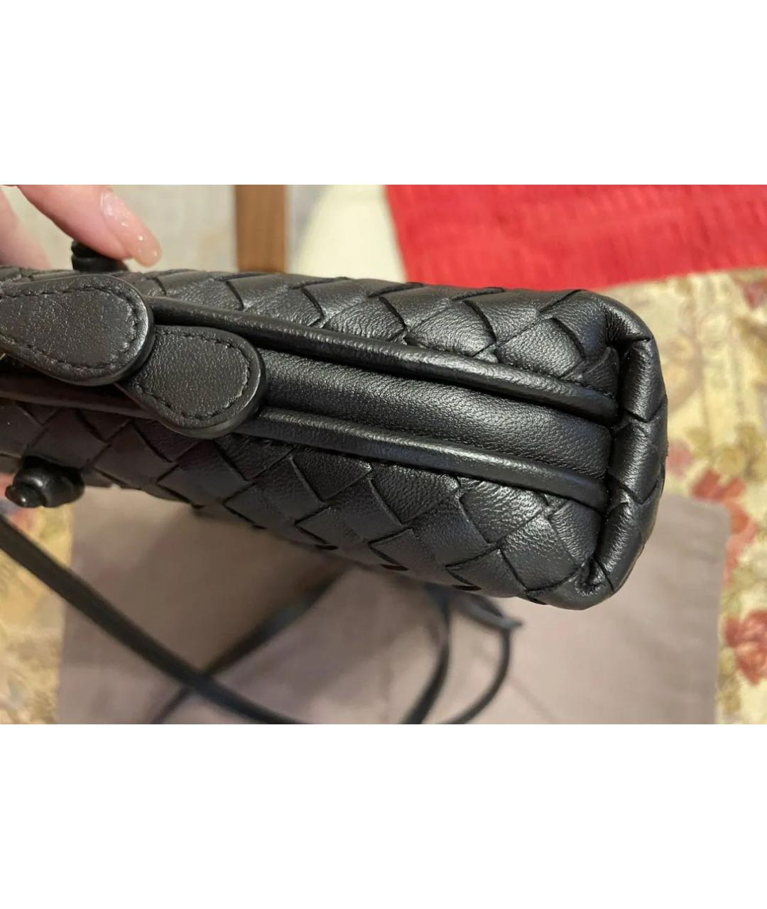 BOTTEGA VENETA Черная кожаная сумка через плечо, фото 2