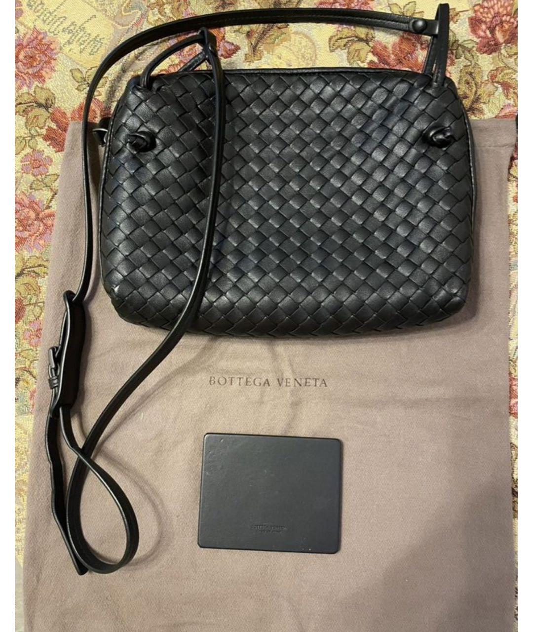 BOTTEGA VENETA Черная кожаная сумка через плечо, фото 3