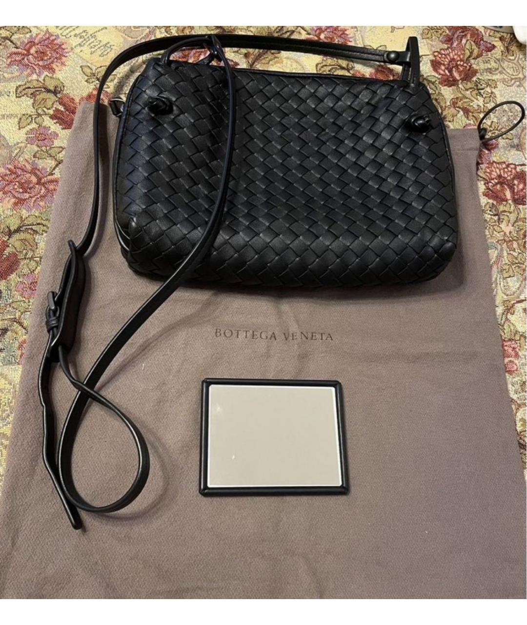 BOTTEGA VENETA Черная кожаная сумка через плечо, фото 9