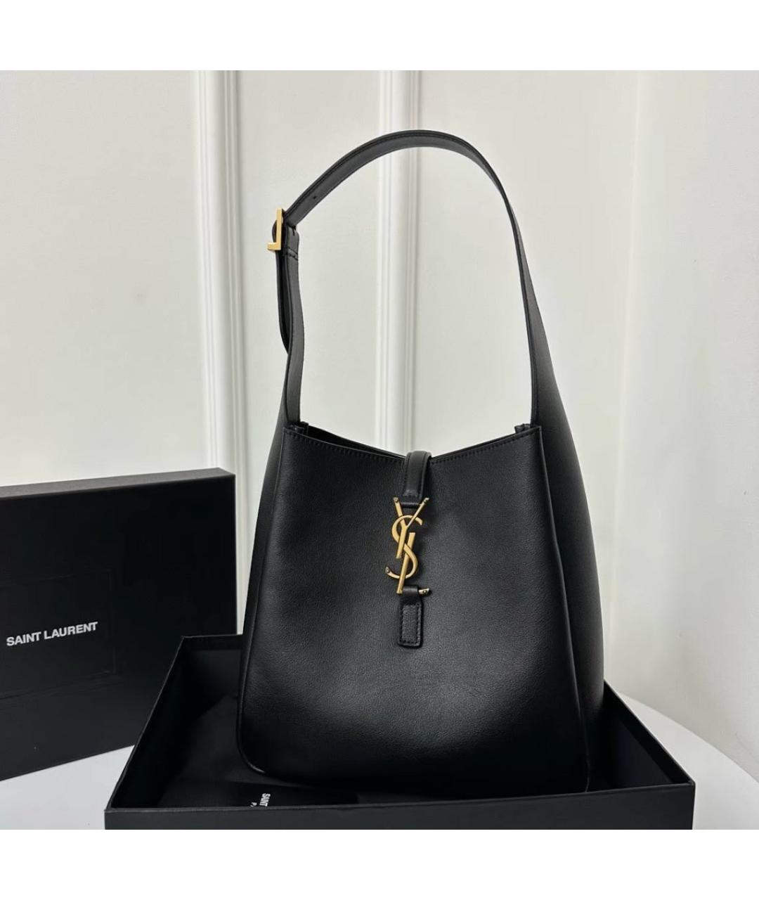 SAINT LAURENT Черная кожаная сумка с короткими ручками, фото 3