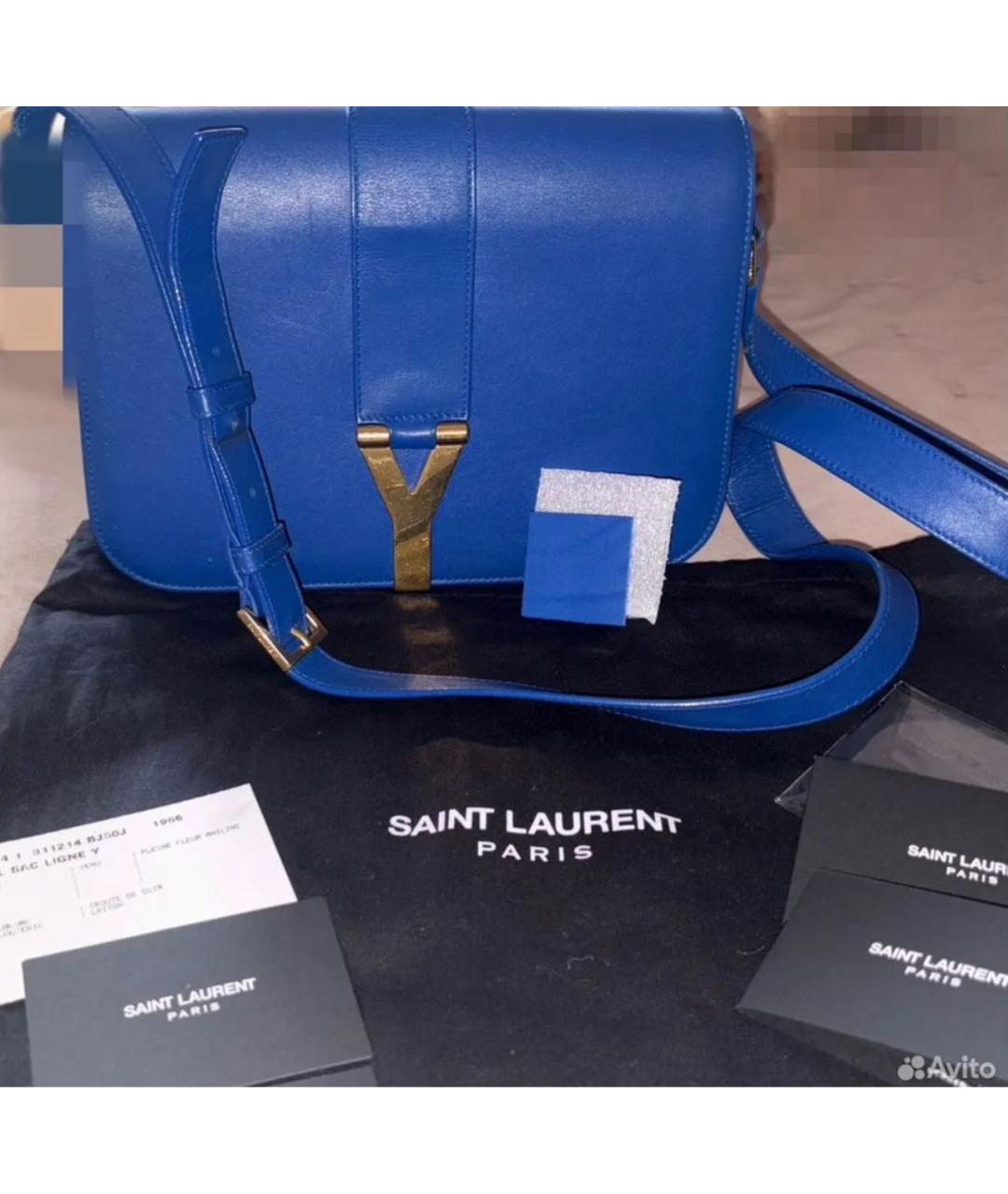 SAINT LAURENT Синяя кожаная сумка через плечо, фото 8