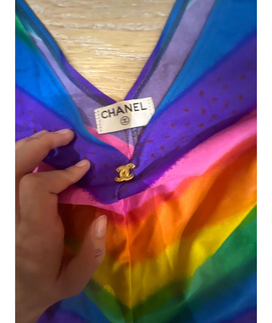 CHANEL Мульти шелковое повседневное платье, фото 3