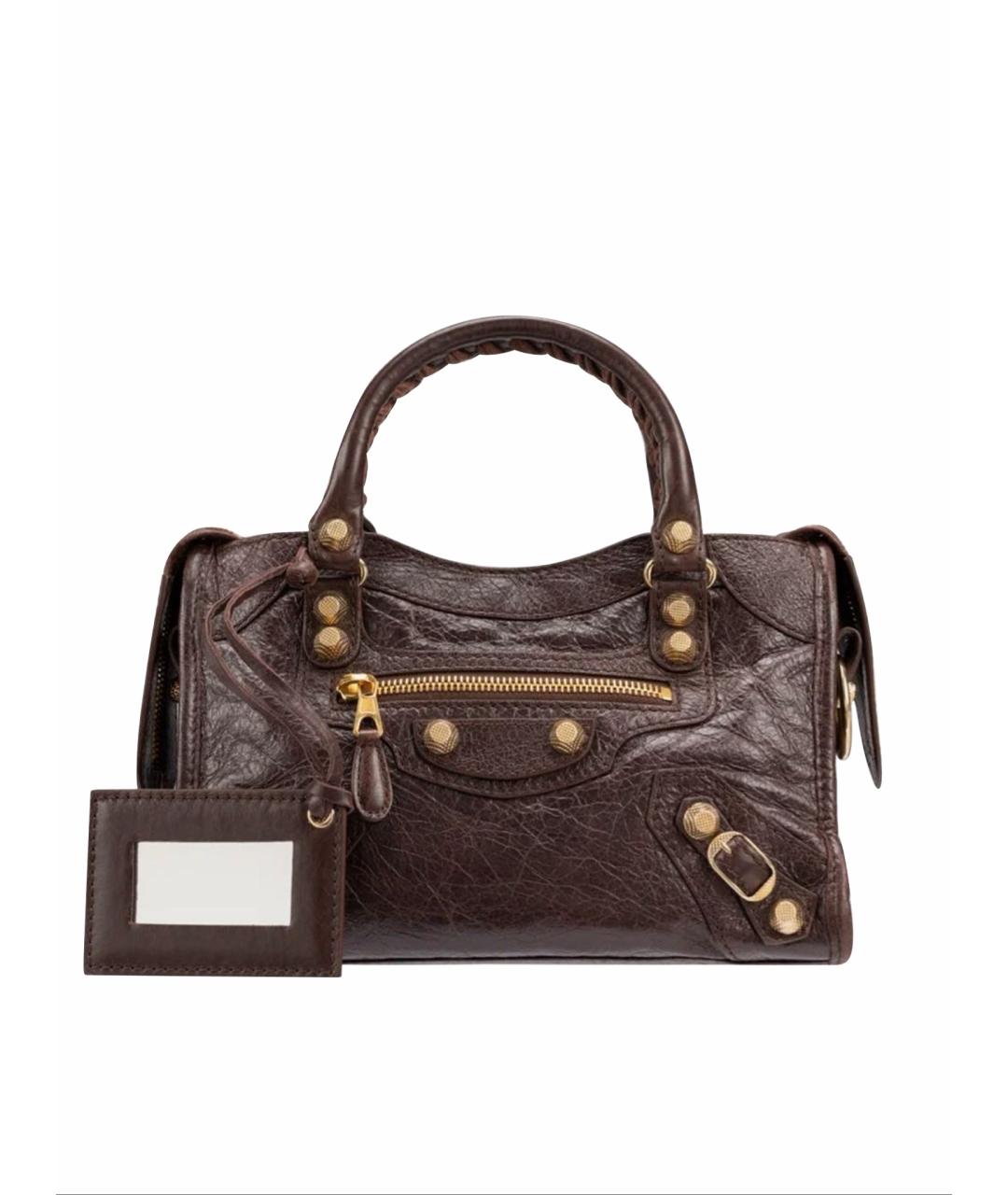 BALENCIAGA Бордовая кожаная сумка с короткими ручками, фото 1