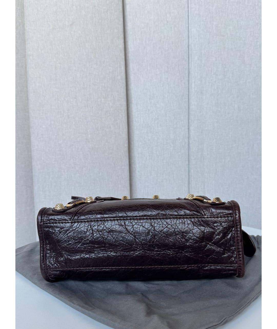 BALENCIAGA Бордовая кожаная сумка с короткими ручками, фото 8