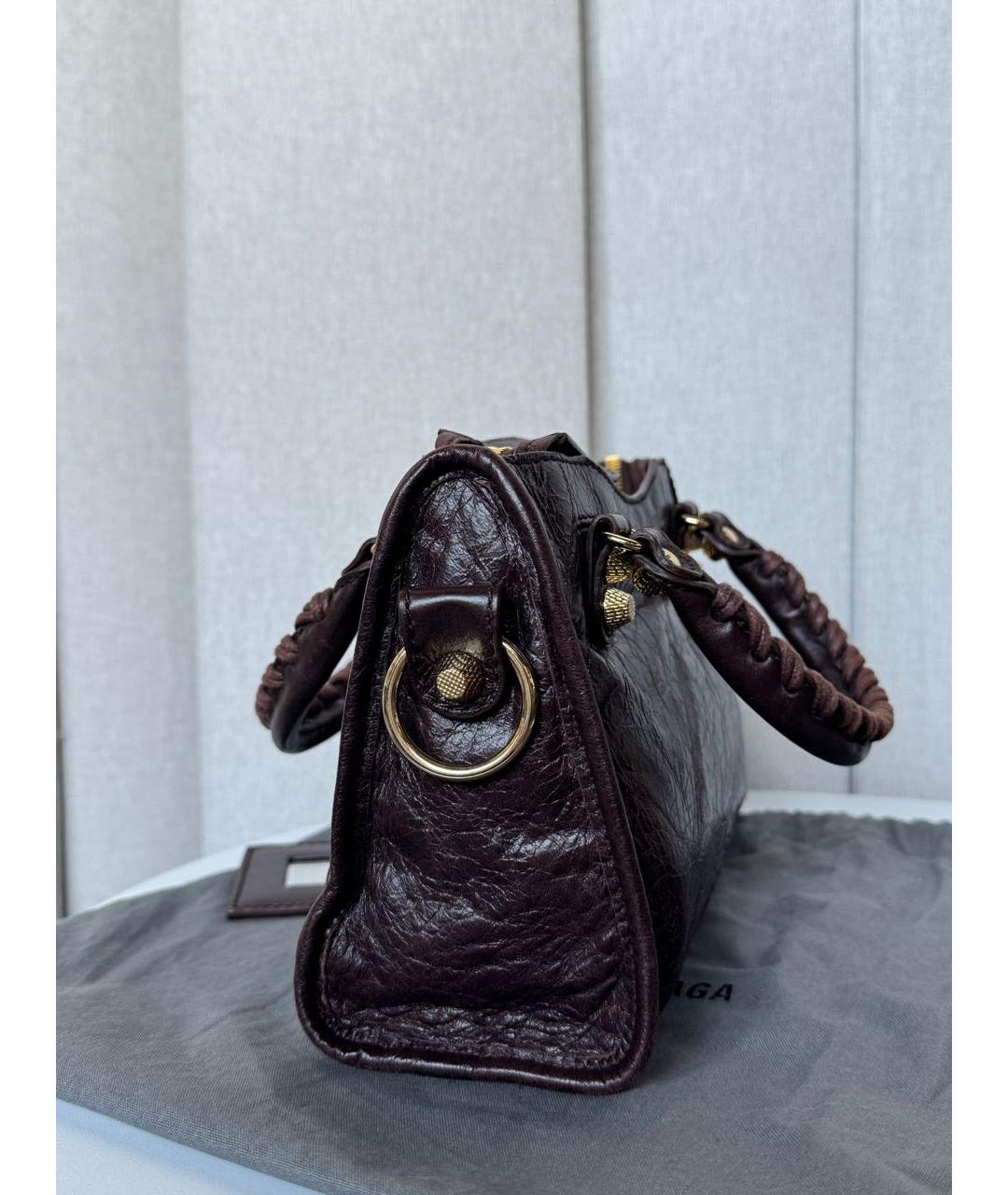 BALENCIAGA Бордовая кожаная сумка с короткими ручками, фото 6