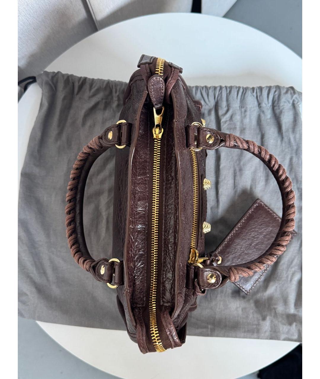BALENCIAGA Бордовая кожаная сумка с короткими ручками, фото 5