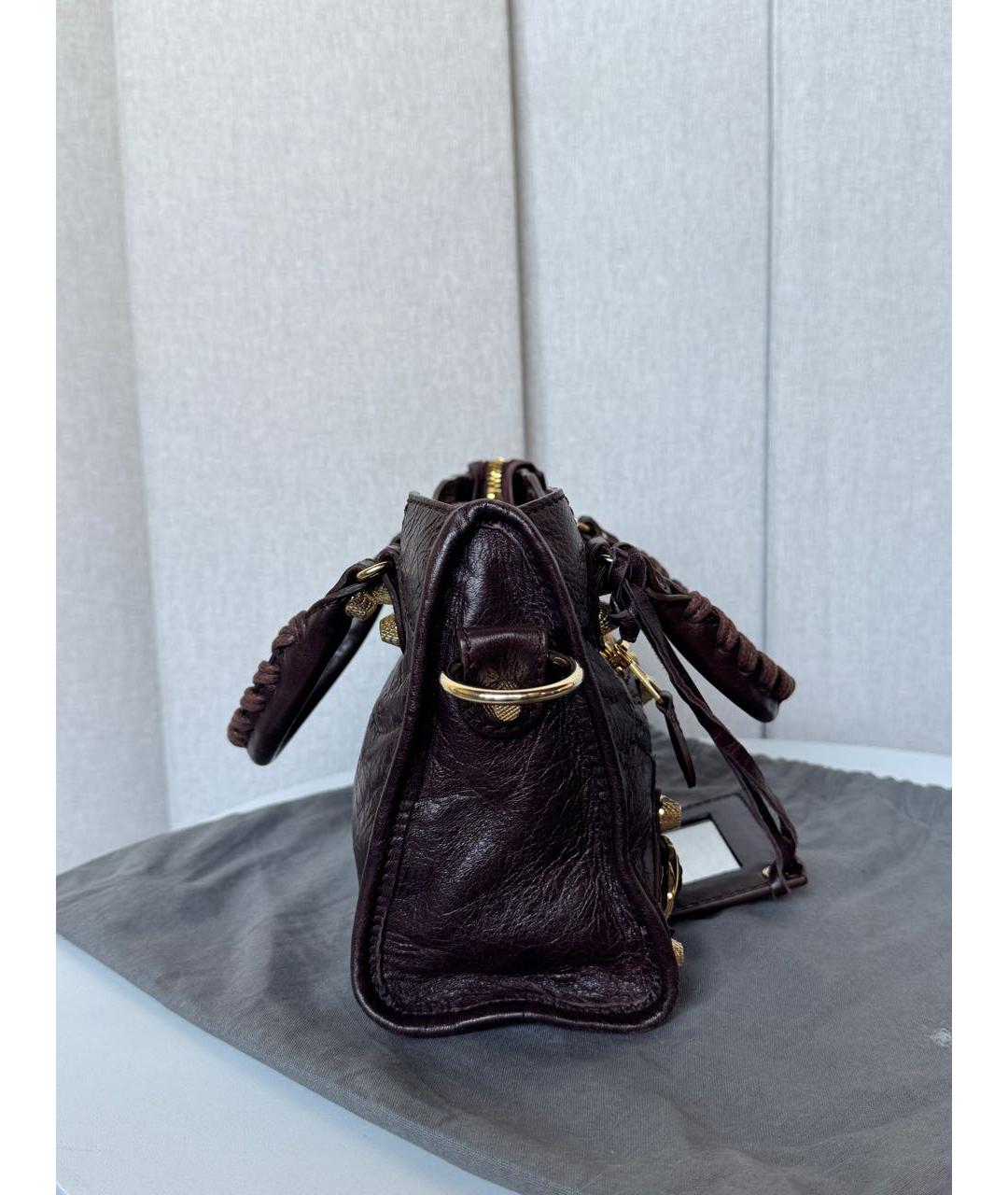 BALENCIAGA Бордовая кожаная сумка с короткими ручками, фото 7