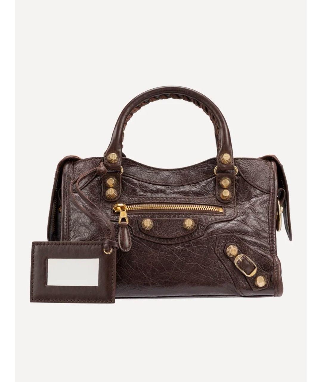 BALENCIAGA Бордовая кожаная сумка с короткими ручками, фото 9
