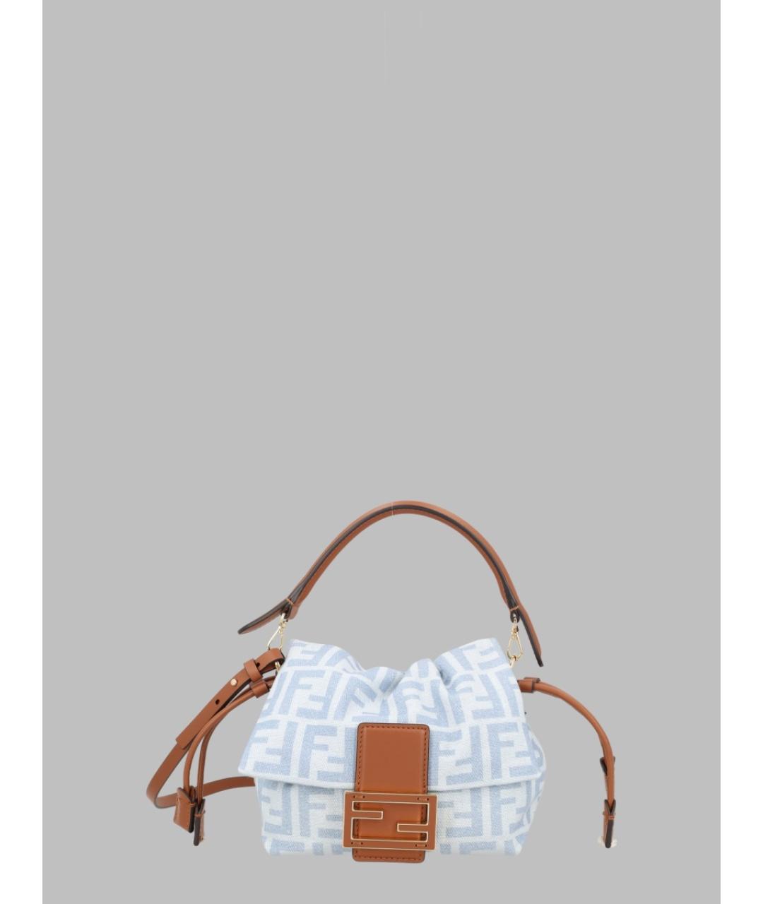 FENDI Голубая деним сумка через плечо, фото 3
