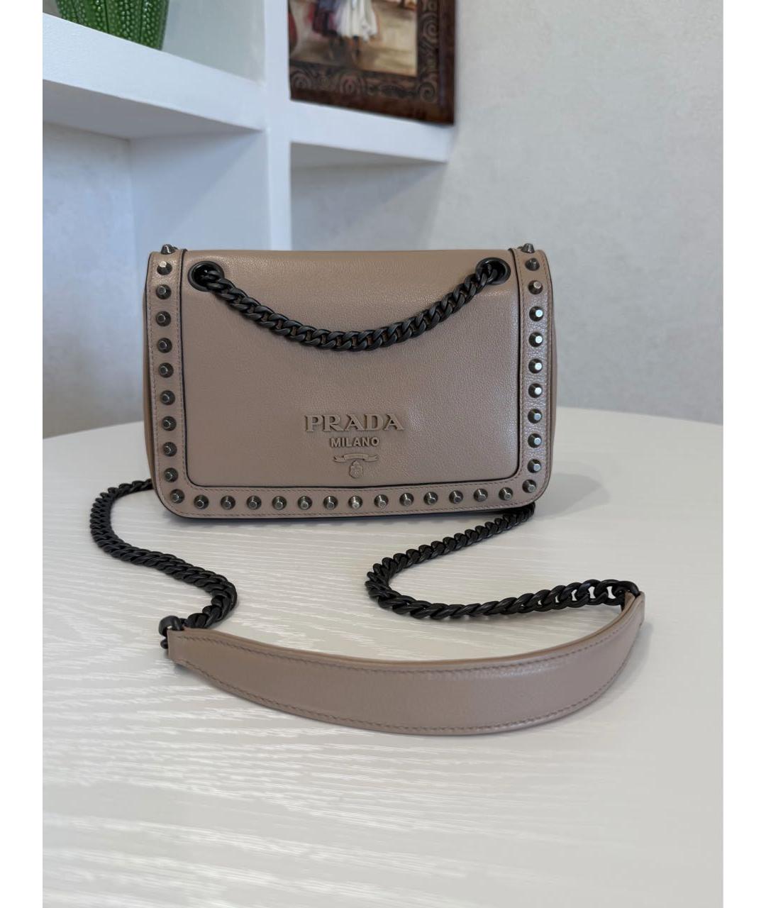 PRADA Бежевая кожаная сумка через плечо, фото 8