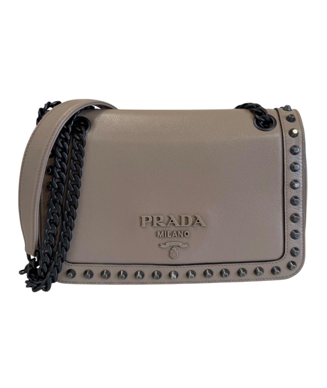 PRADA Бежевая кожаная сумка через плечо, фото 1