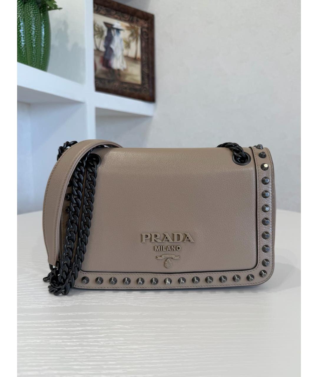PRADA Бежевая кожаная сумка через плечо, фото 2