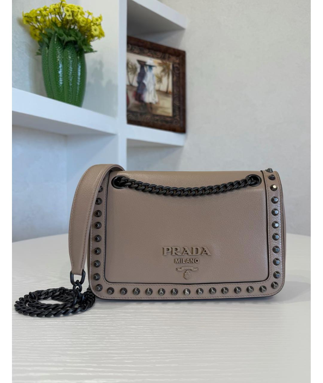 PRADA Бежевая кожаная сумка через плечо, фото 3