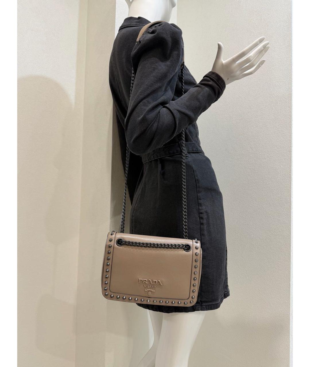 PRADA Бежевая кожаная сумка через плечо, фото 5