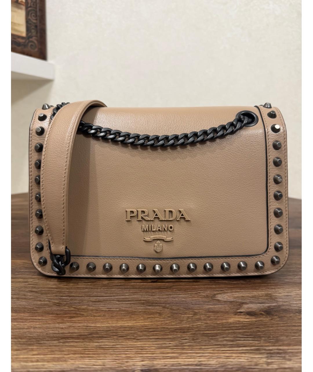 PRADA Бежевая кожаная сумка через плечо, фото 3
