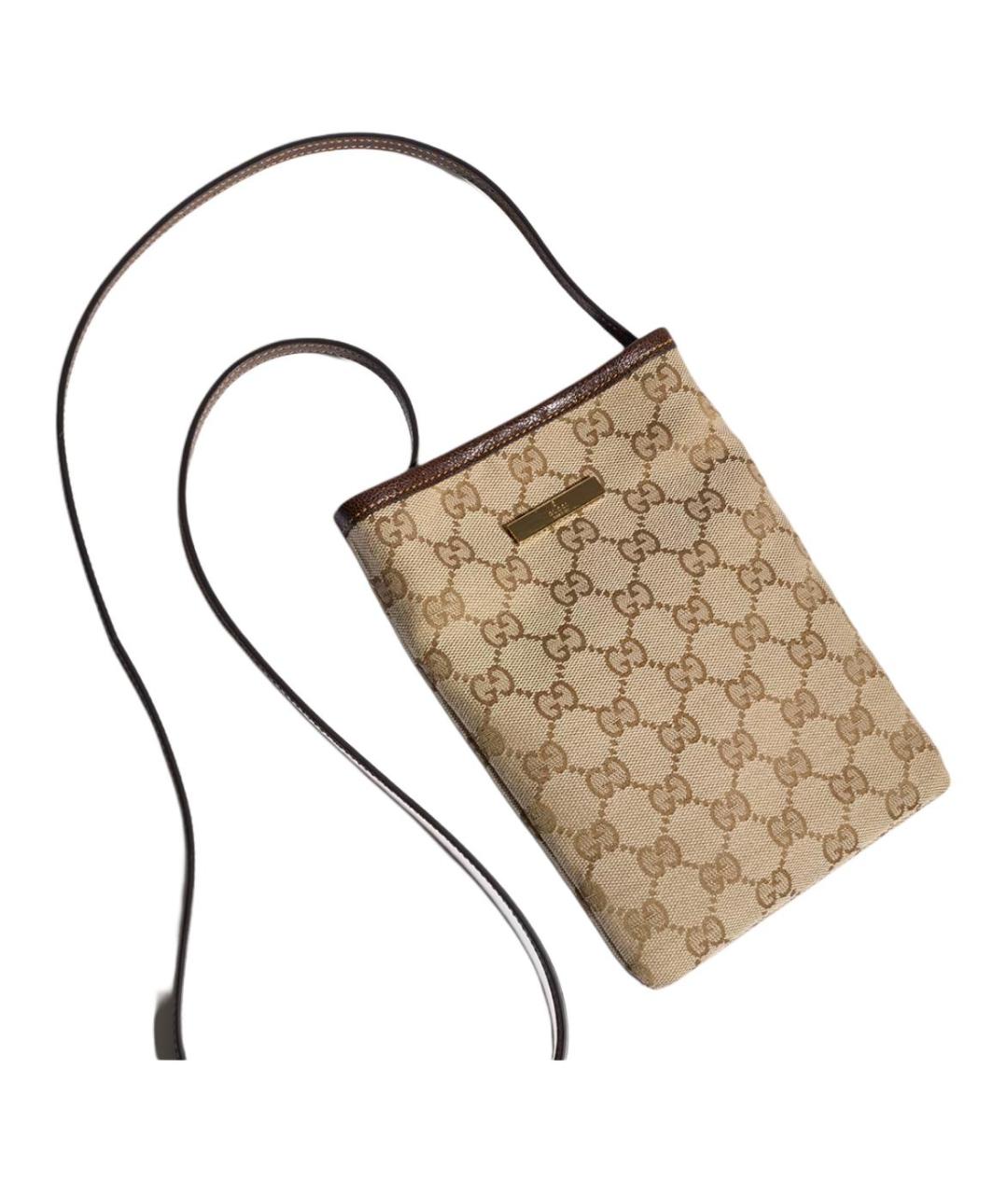 GUCCI Бежевая сумка через плечо из канвы, фото 3