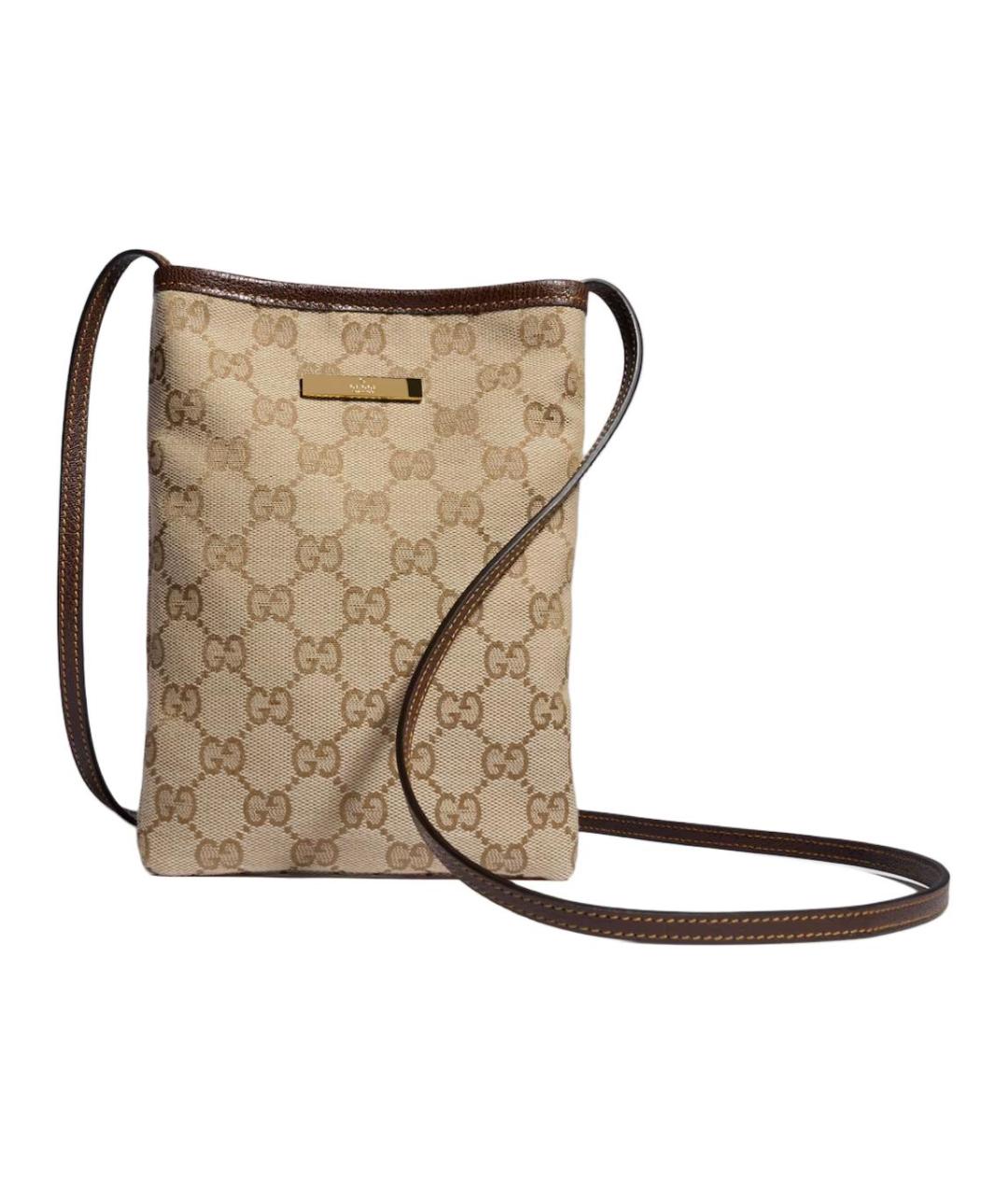 GUCCI Бежевая сумка через плечо из канвы, фото 1