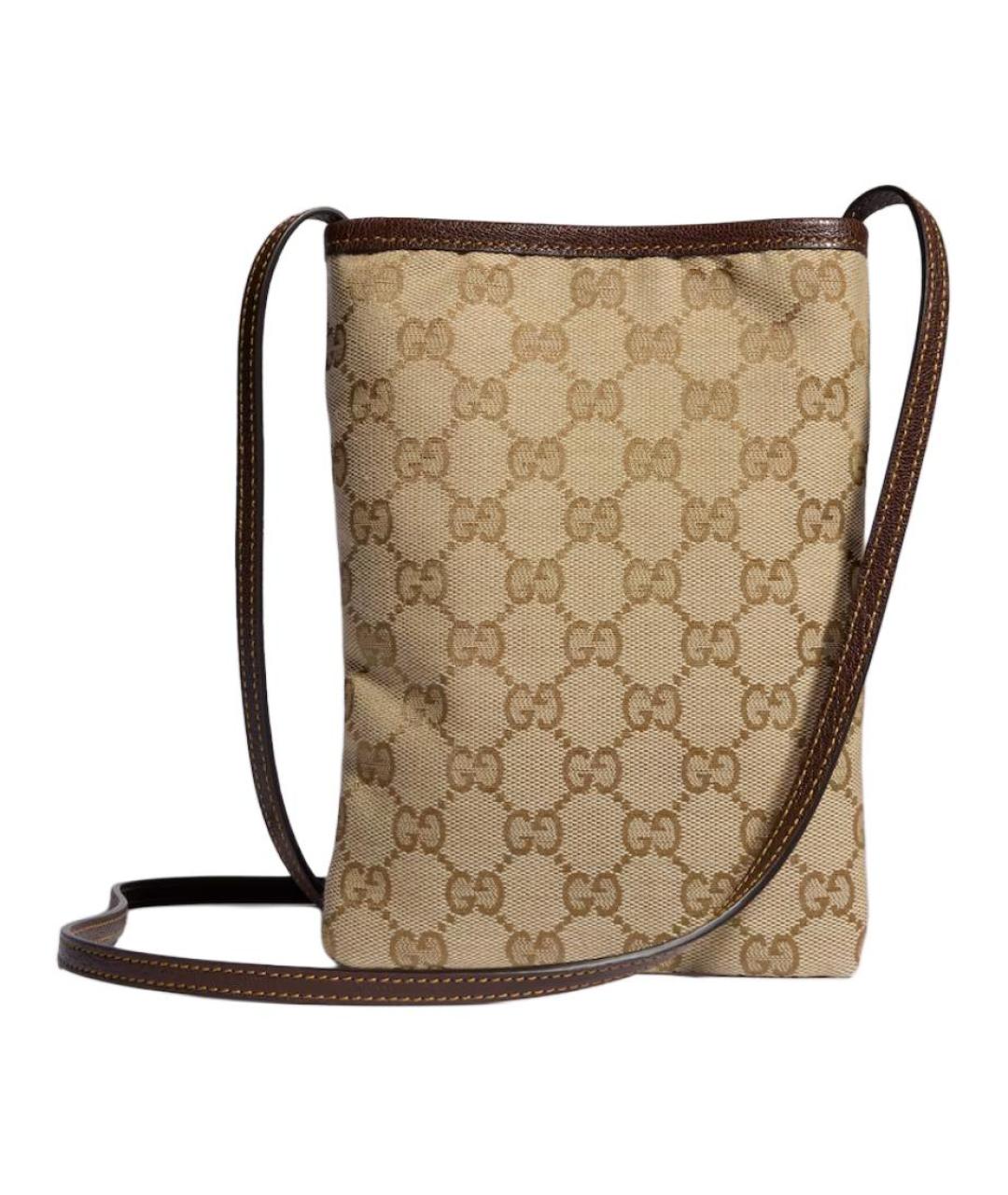 GUCCI Бежевая сумка через плечо из канвы, фото 4