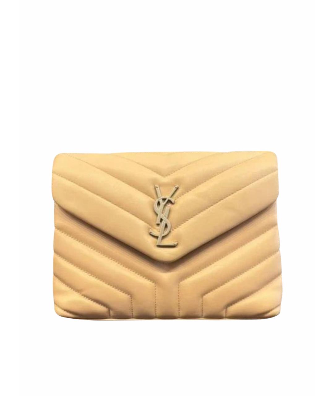SAINT LAURENT Бежевая кожаная сумка через плечо, фото 1