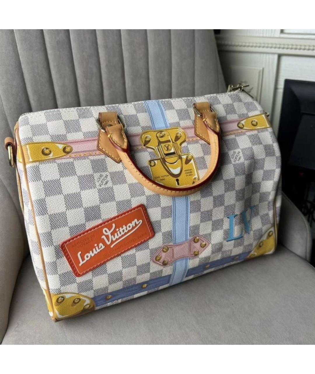 LOUIS VUITTON Бежевая сумка с короткими ручками из канвы, фото 9