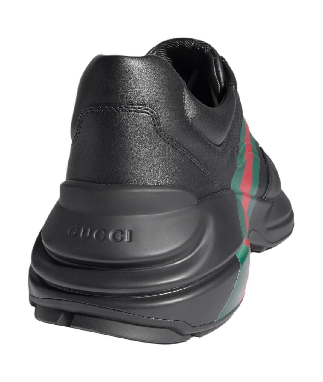 GUCCI Черные кожаные низкие кроссовки / кеды, фото 4