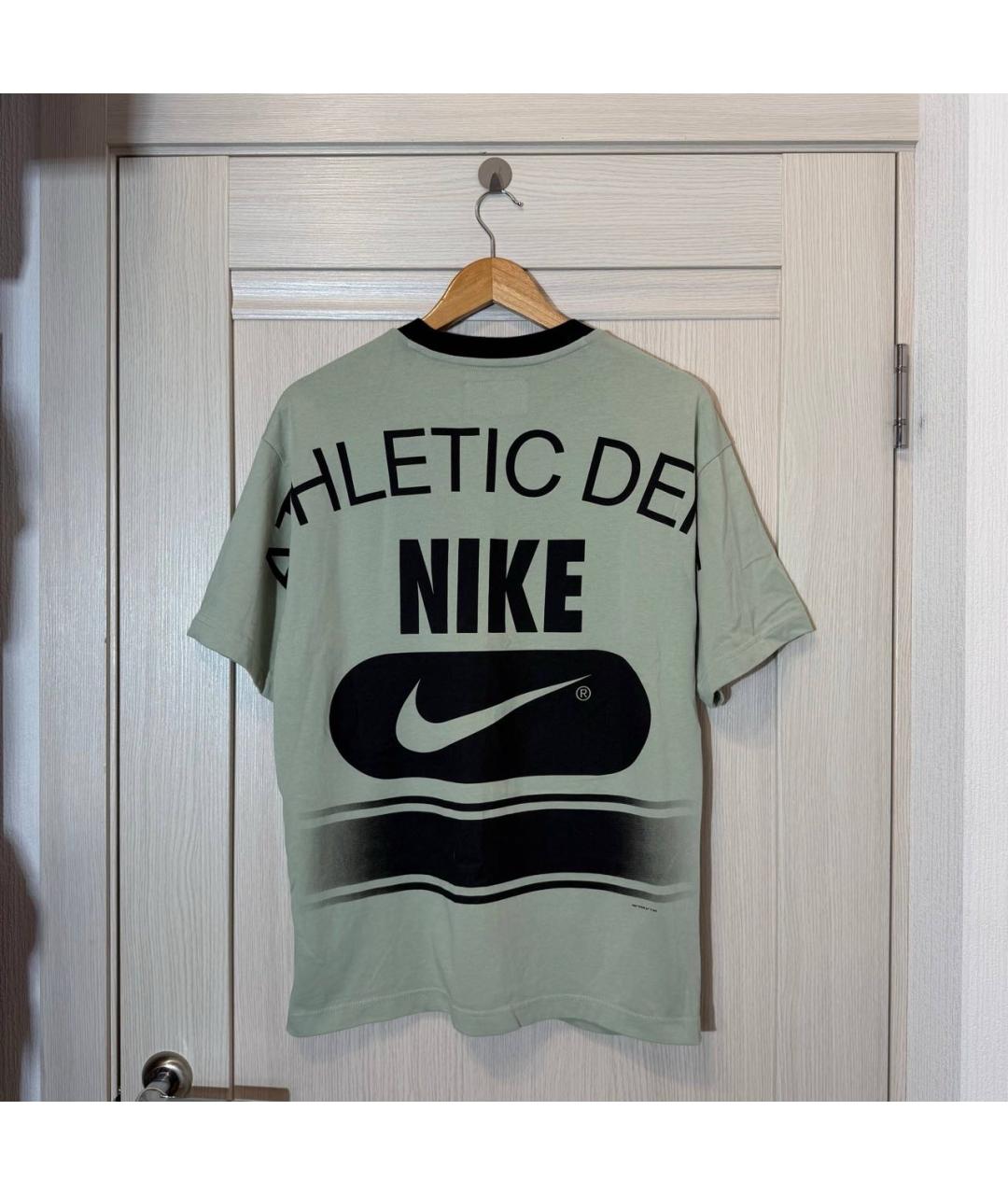 NIKE Зеленая хлопковая футболка, фото 2