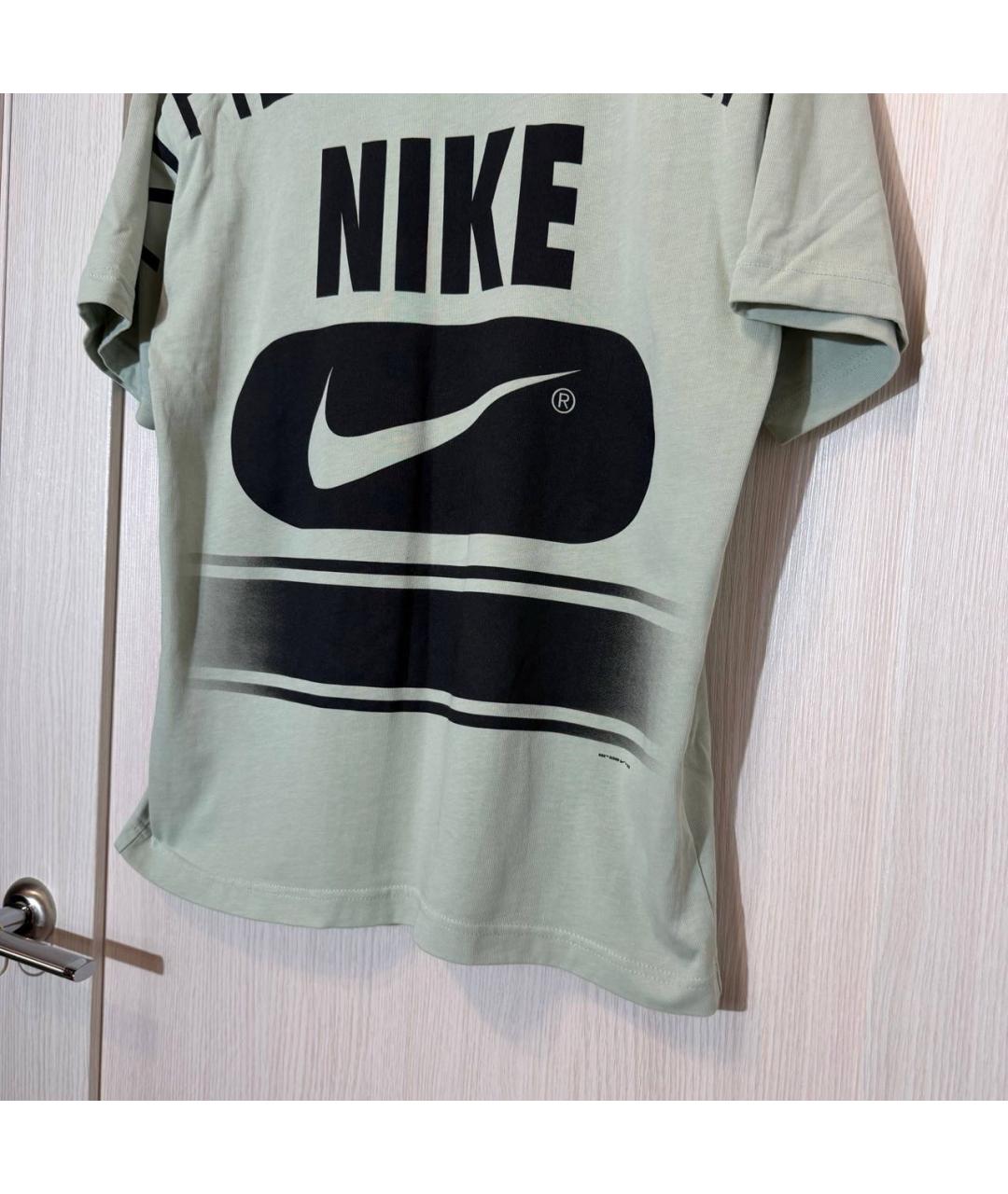 NIKE Зеленая хлопковая футболка, фото 4