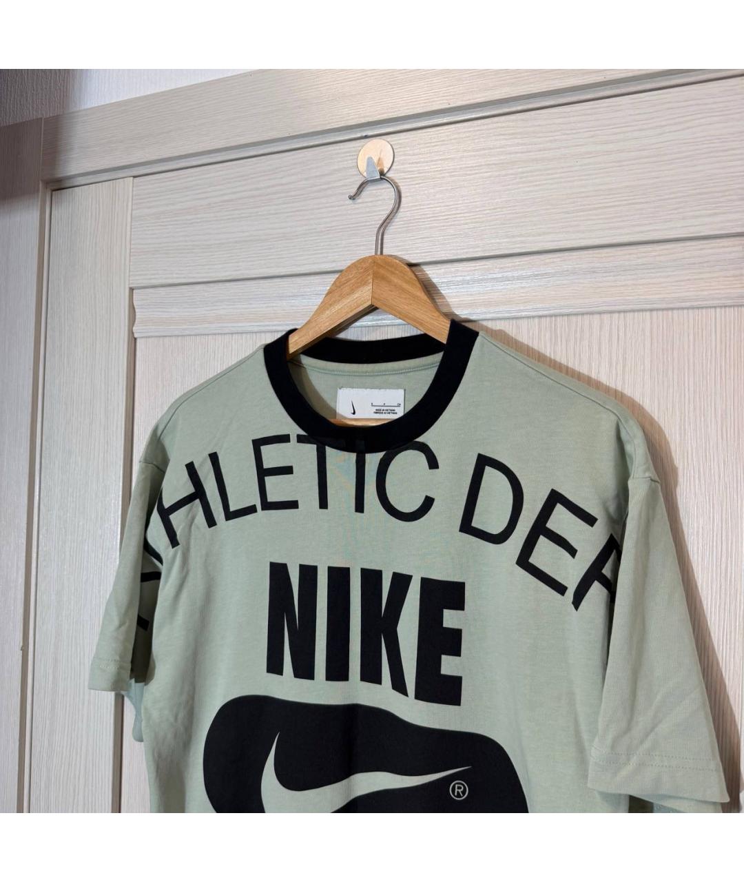 NIKE Зеленая хлопковая футболка, фото 3