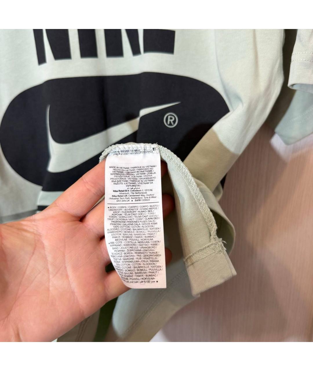 NIKE Зеленая хлопковая футболка, фото 5