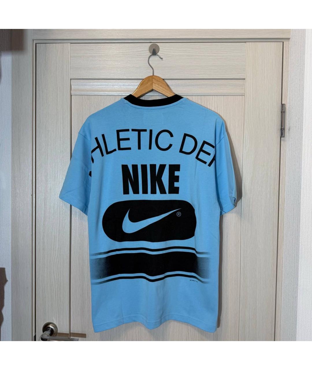 NIKE Голубая хлопковая футболка, фото 2