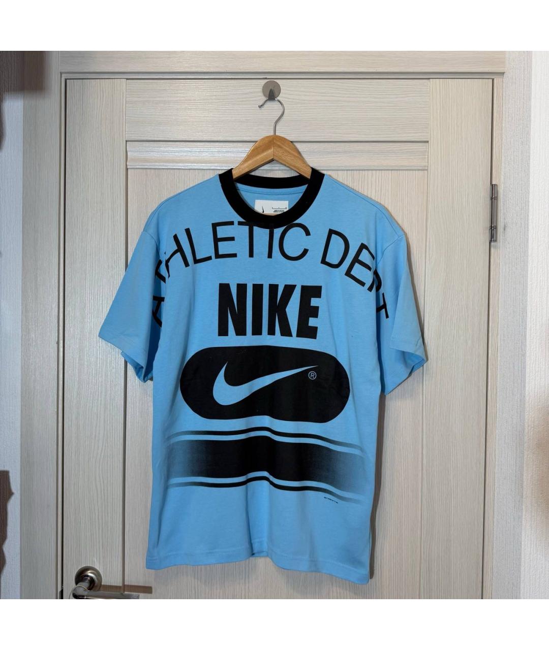 NIKE Голубая хлопковая футболка, фото 6