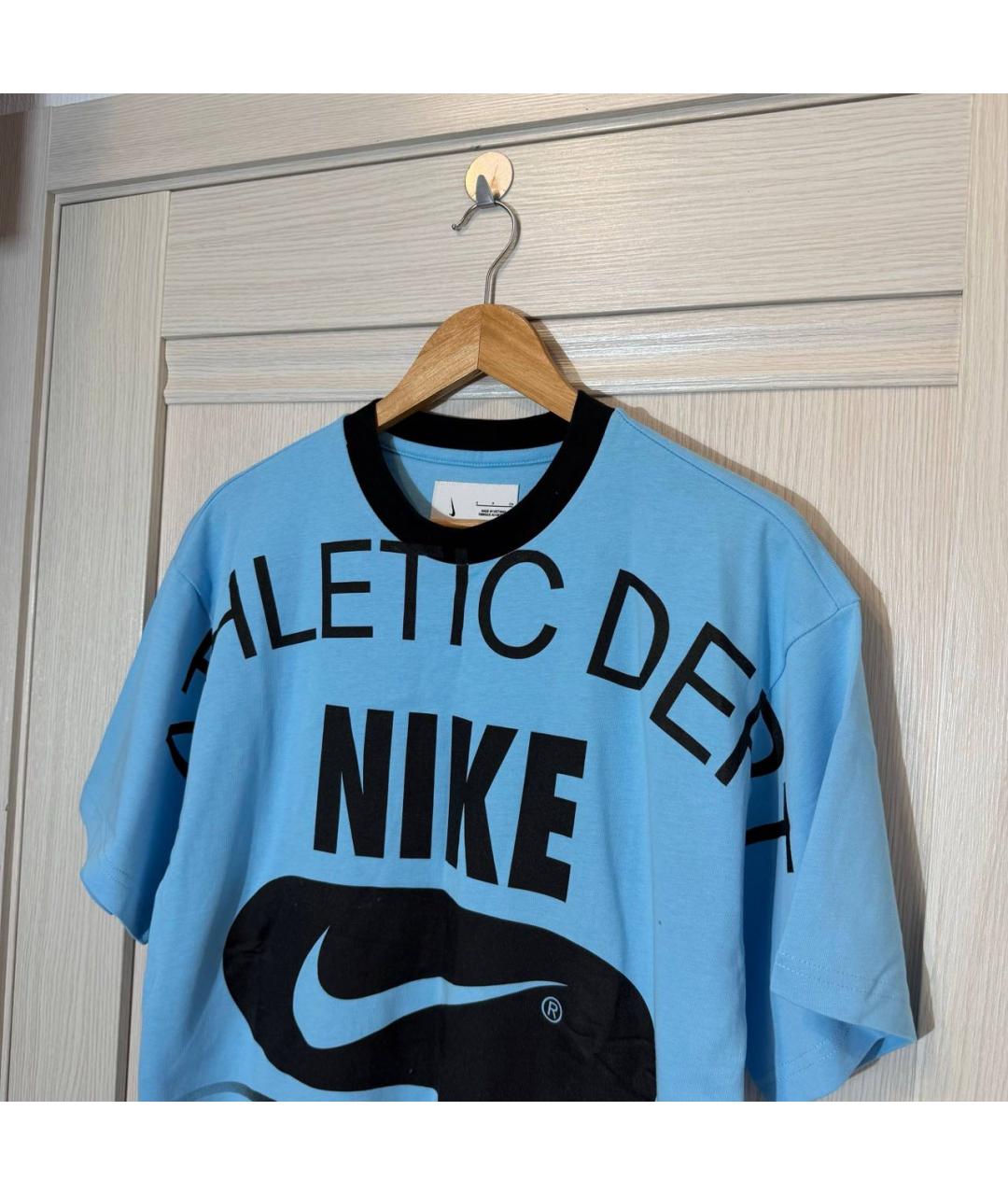 NIKE Голубая хлопковая футболка, фото 3