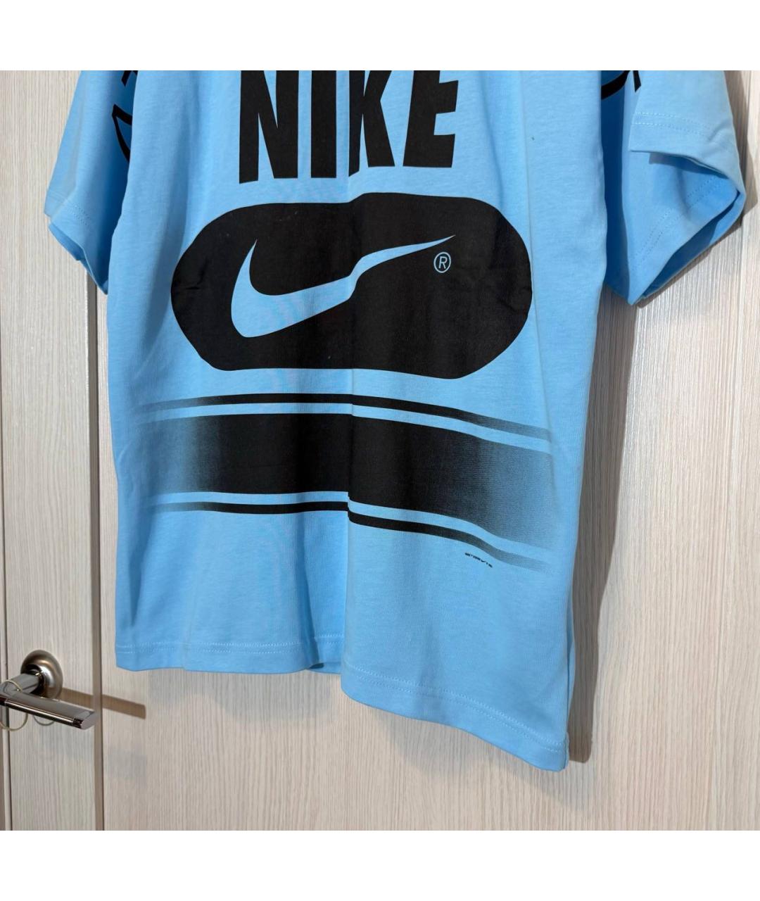 NIKE Голубая хлопковая футболка, фото 4