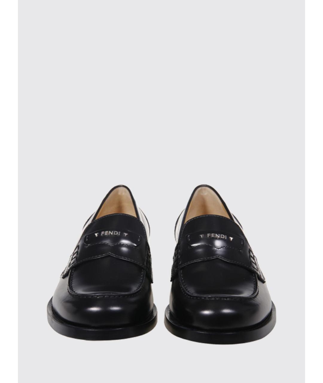 FENDI Черные кожаные лоферы, фото 2