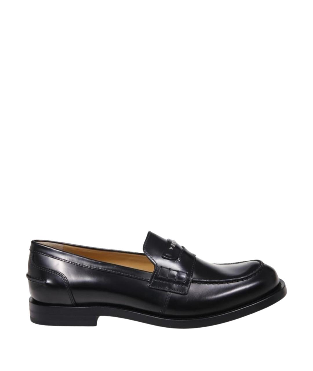 FENDI Черные кожаные лоферы, фото 1