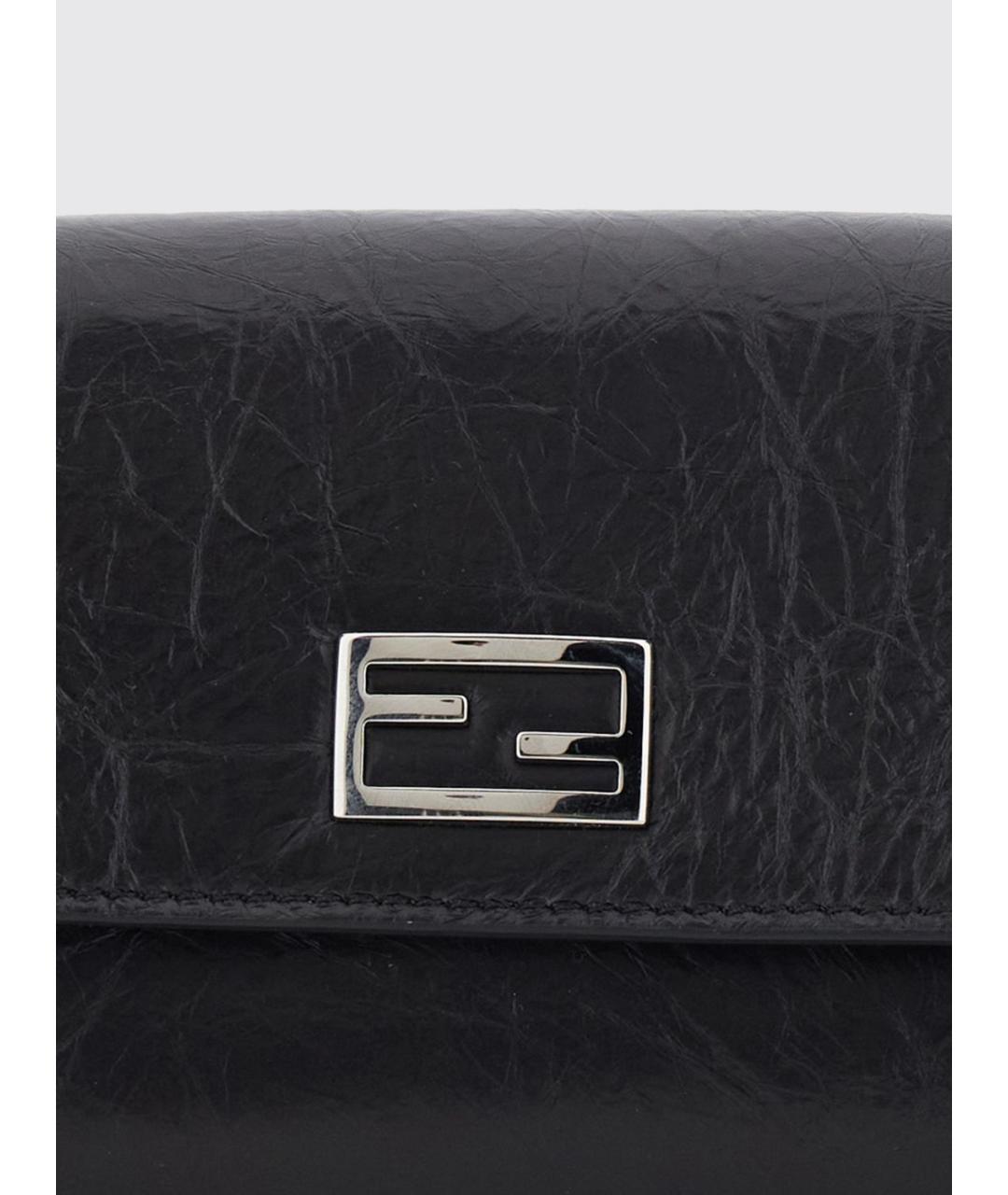 FENDI Черная кожаная сумка через плечо, фото 3