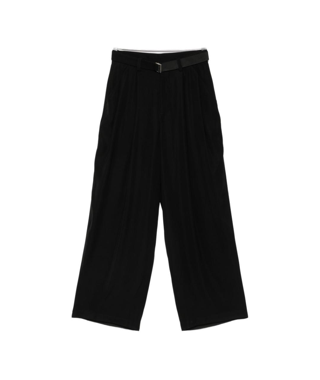 SACAI Черные полиэстеровые брюки широкие, фото 1