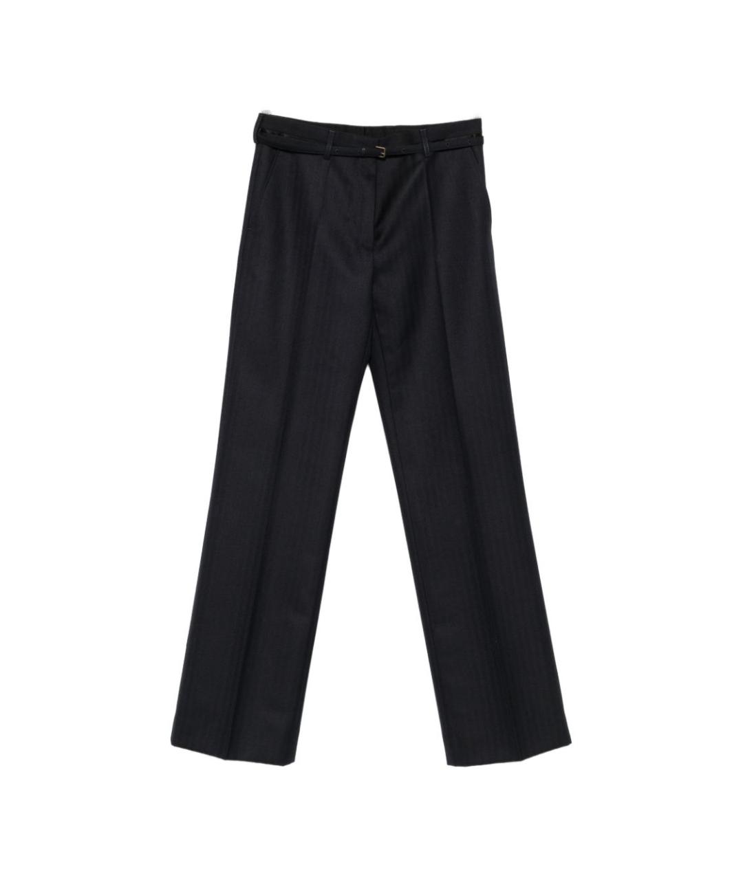 DRIES VAN NOTEN Синие шерстяные прямые брюки, фото 1