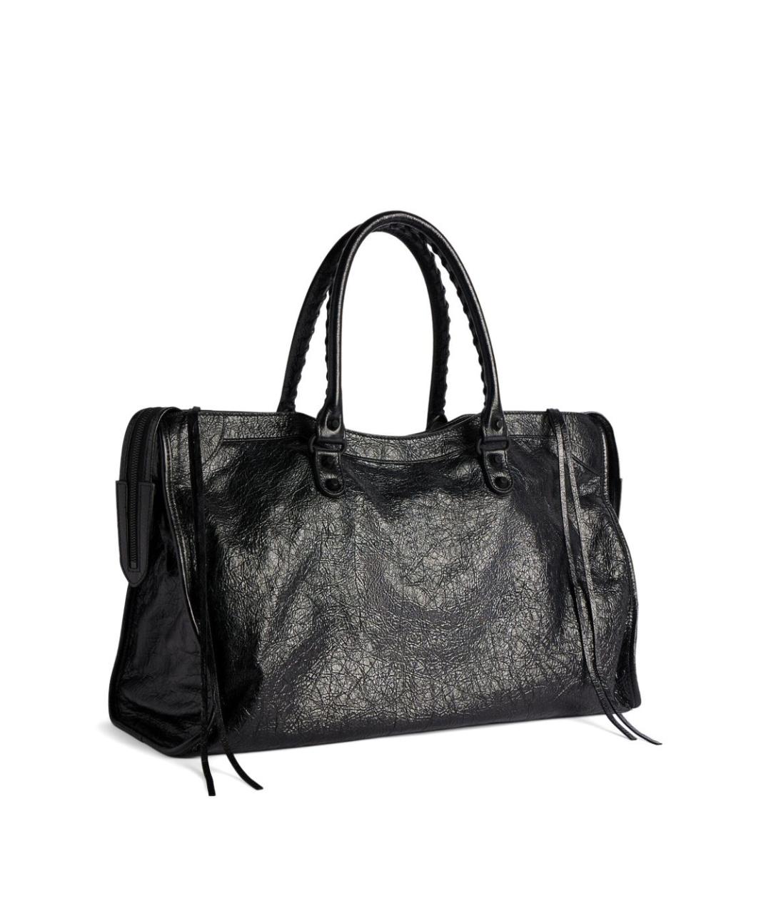 BALENCIAGA Черная кожаная сумка тоут, фото 2