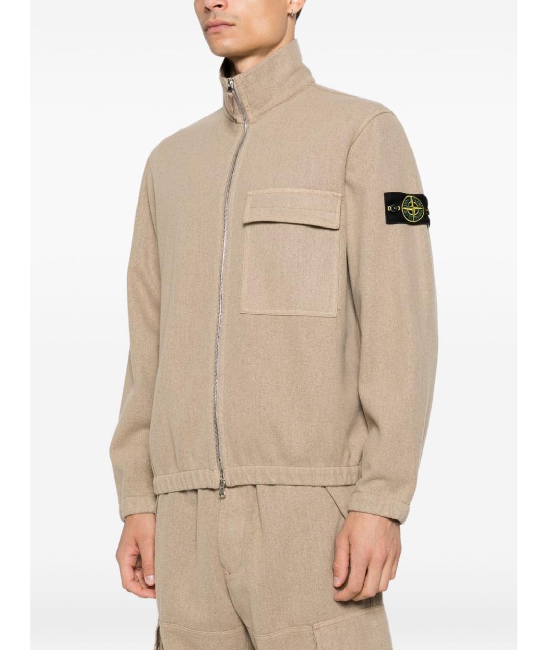 STONE ISLAND Бежевая хлопковая куртка, фото 3