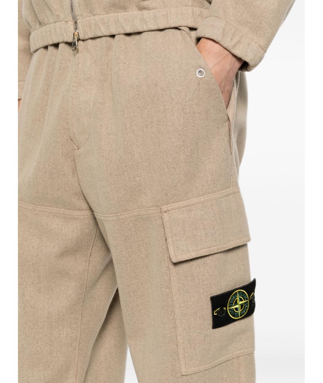 STONE ISLAND Бежевые хлопковые повседневные брюки, фото 2
