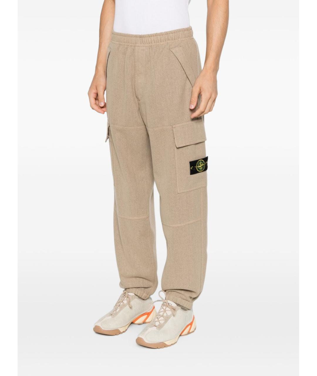 STONE ISLAND Бежевые хлопковые повседневные брюки, фото 3