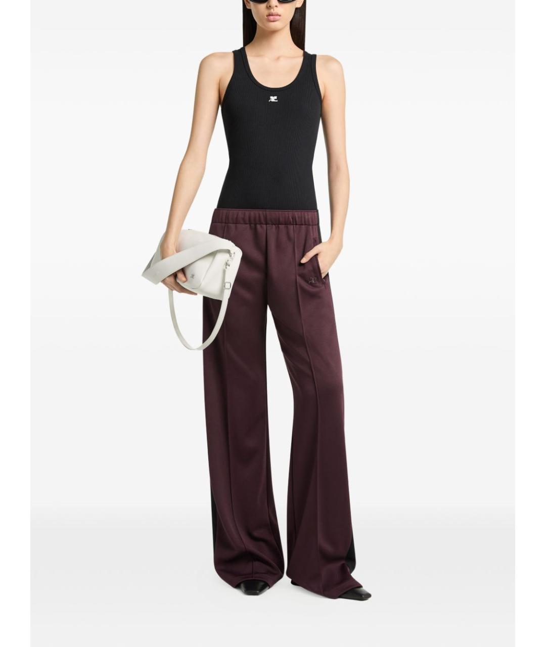 COURREGES Бордовые полиэстеровые брюки широкие, фото 2
