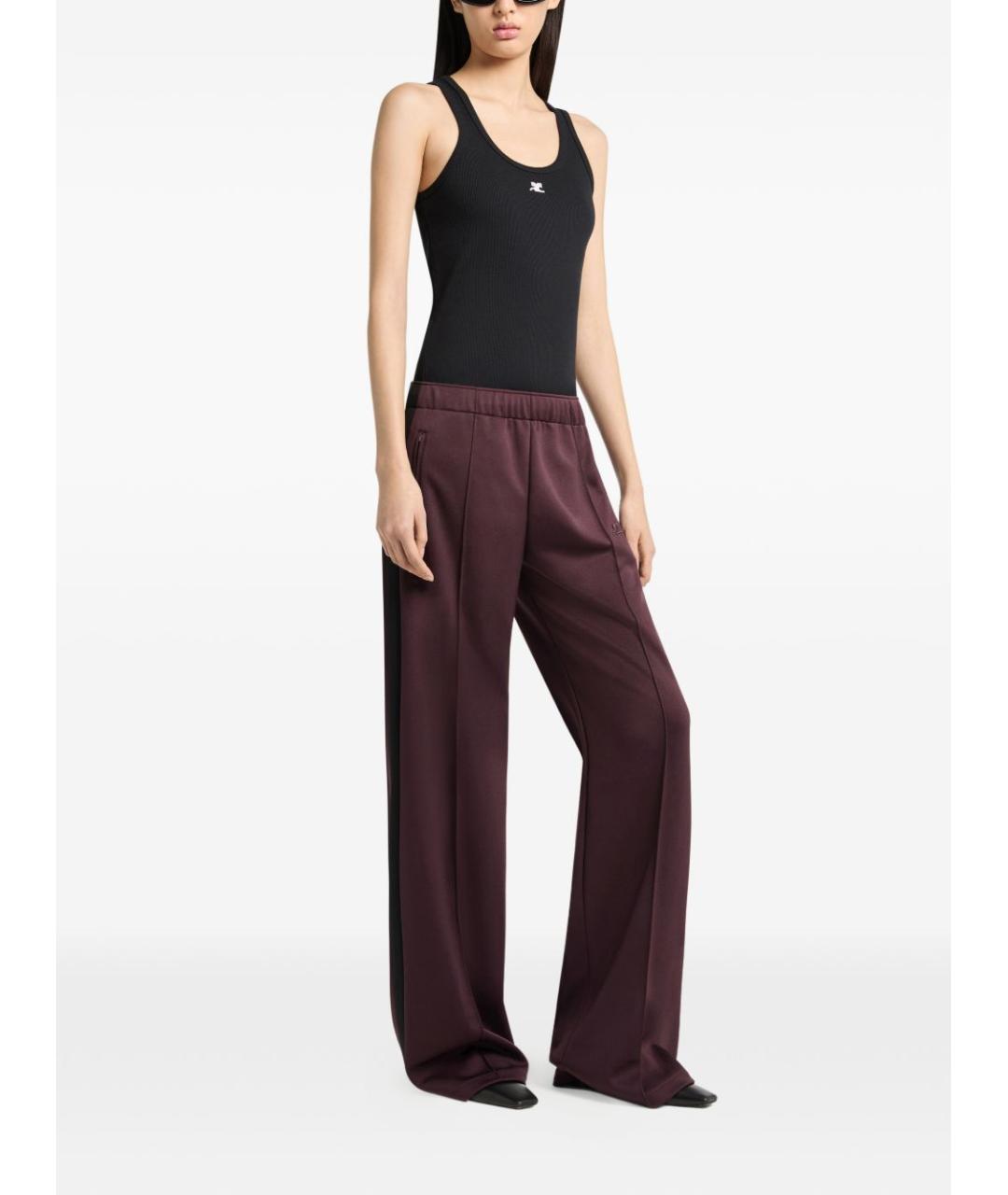 COURREGES Бордовые полиэстеровые брюки широкие, фото 4