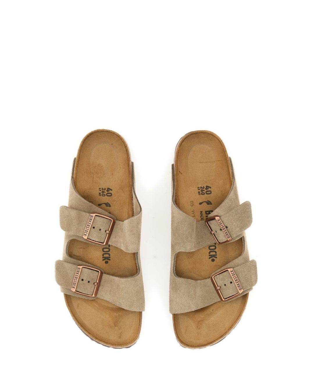BIRKENSTOCK Бежевые замшевые сандалии, фото 4