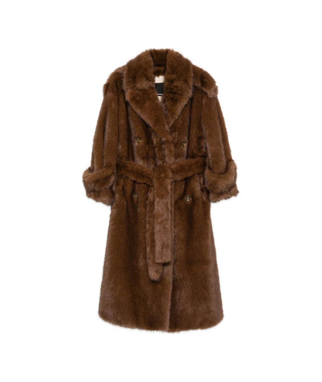 B&B COUTURE Коричневая полиэстеровая шуба, фото 1