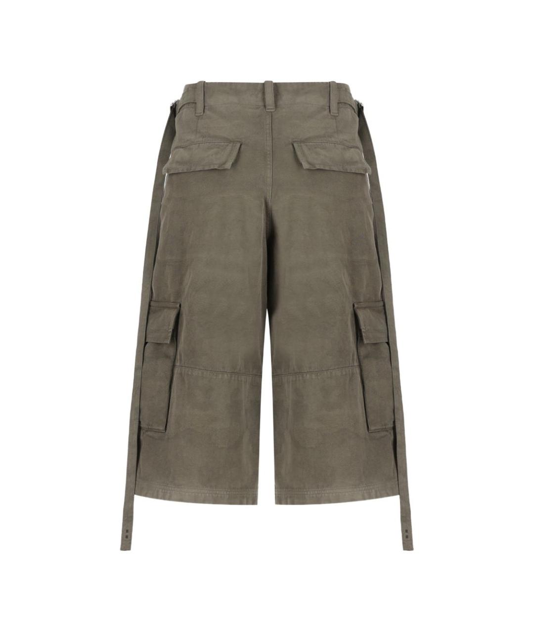 FENDI Хаки хлопковые прямые брюки, фото 4