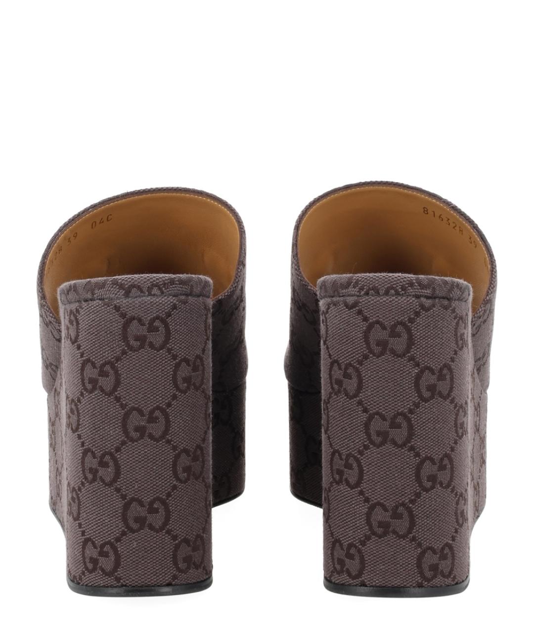 GUCCI Коричневые текстильные сабо, фото 4